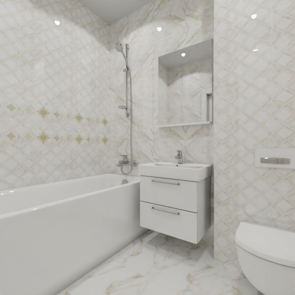 Global Tile, Calacatta Gold, Два декора над ванной № 1