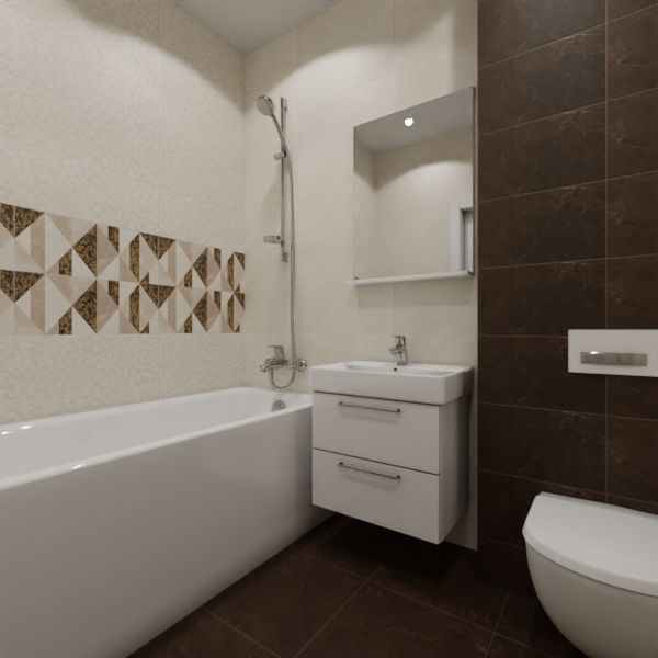 Global Tile, Fiori beige, Два декора над ванной № 2