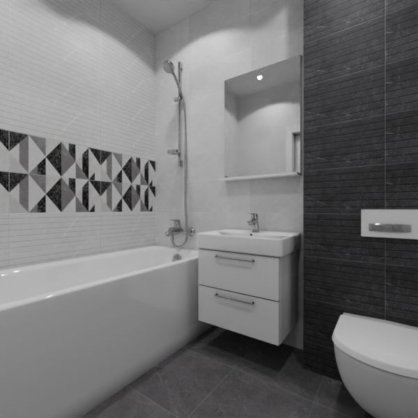 Global Tile, Fiori gray, Два декора над ванной № 7