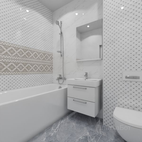 Gracia Ceramica, Elegance (серый), Два декора над ванной № 6
