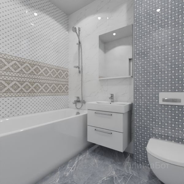 Gracia Ceramica, Elegance (серый), Два декора над ванной № 7