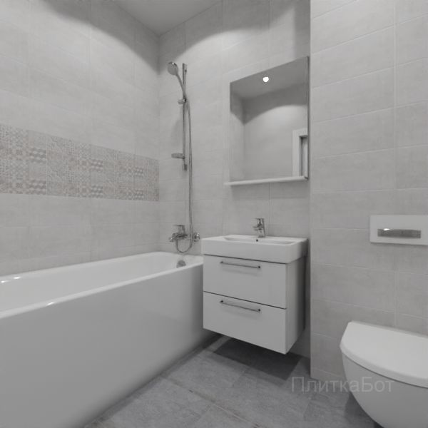 Laparet, Bastion серый, Два декора над ванной и основная плитка № 1