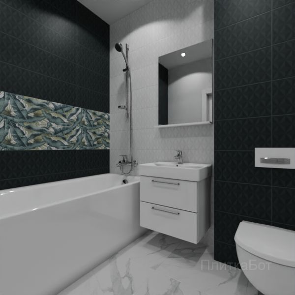 Kerama Marazzi, Диагональ, Два декора над ванной №17