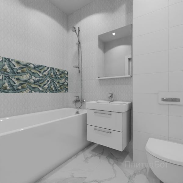 Kerama Marazzi, Диагональ, Два декора над ванной №29