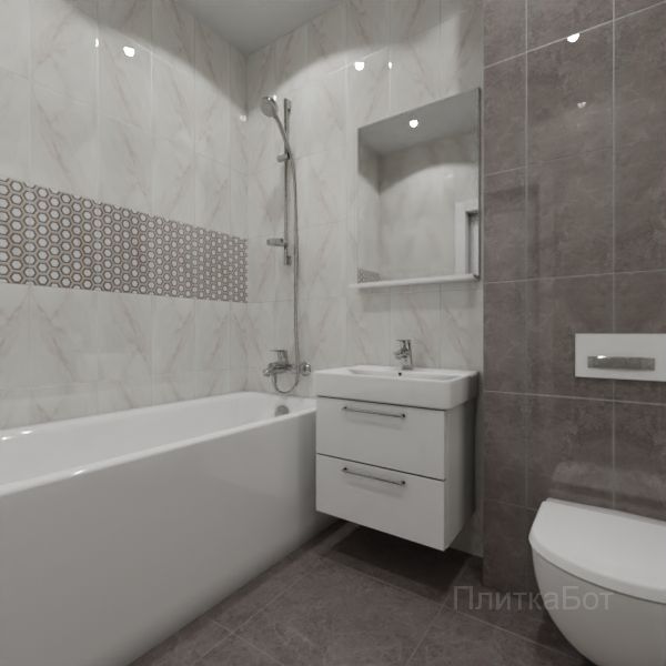 Kerama Marazzi, Гран Пале, Декор над ванной вертикально №10