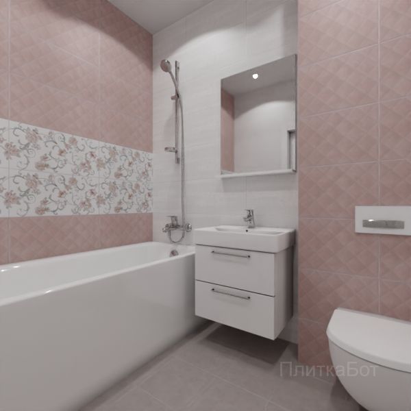 Kerama Marazzi, Марсо (розовый), Два декора над ванной № 1