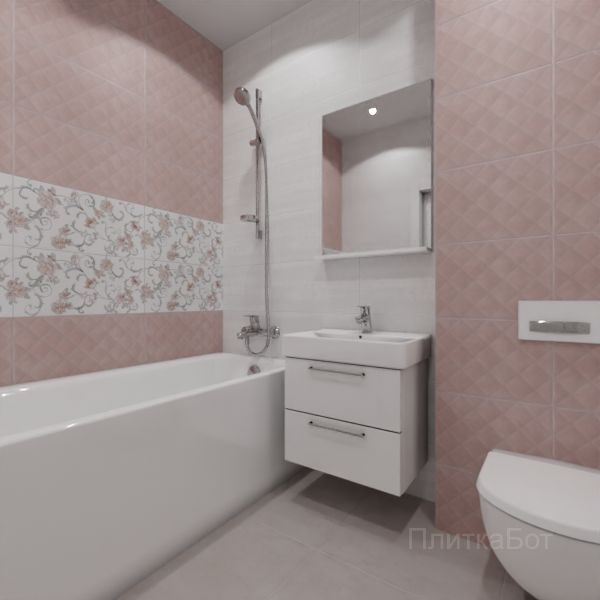 Kerama Marazzi, Марсо (розовый), Два декора над ванной № 2
